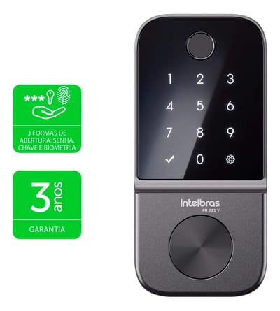 Fechadura Digital de Embutir Intelbras FR 221V com Leitor Biométrico