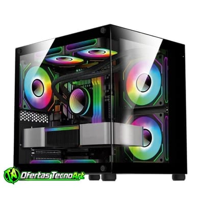 Gabinete Gamer Aquário Vidro Com 4 Fans Preto Gb1796 Hayom