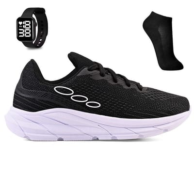 Kit Tênis Esportivo + Meia e Relógio