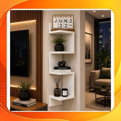 Estante Moderna de Canto em MDF Branco