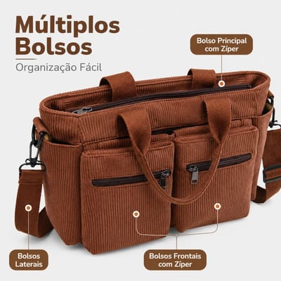 Bolsa Tote Canelada Casual Feminina Grande Capacidade