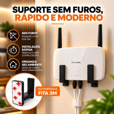 Suporte Roteador WiFi Parede Sem Furo Fita 3M Dupla Face Universal Organizador
