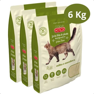 Kit 3 Areia Sanitária Natural Biodegradável 6 kg