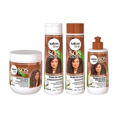 Kit SOS Cachos Coco - Shampoo, Condicionador, Creme e Máscara