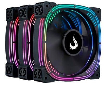 Kit com 3 Ventoinhas Gamer Rise Mode Aura Pro Black ARGB 5v 120mm