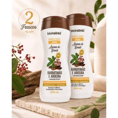 Kit 2 Frascos Sabonete Íntimo Líquido Barbatimão e Aroeira 200ml