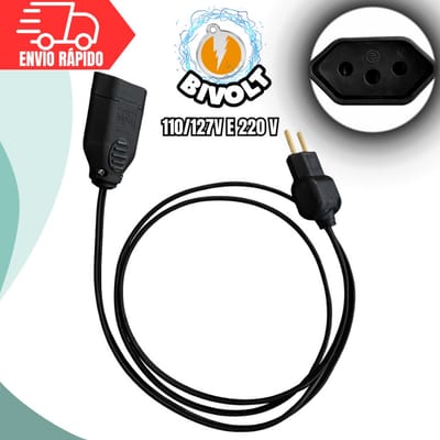 Extensão Elétrica Bivolt 10A Cabo Cordão Prolongador Preta