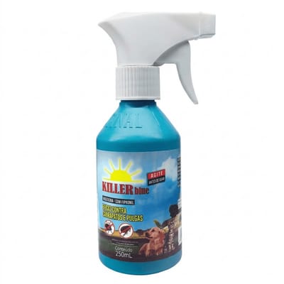 Inseticida Killer Blue 250ml Fipronil Antipulgas Carrapatos Baratas Cupins Spray 1 a 3 Unidades