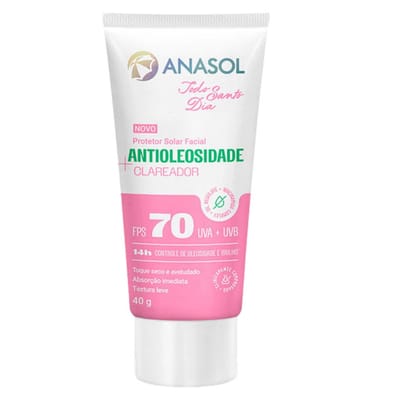 Protetor Solar Facial Anasol Todo Santo Dia FPS 70 Clareador 40g - Ação Anti-Manchas - Antioleosidade