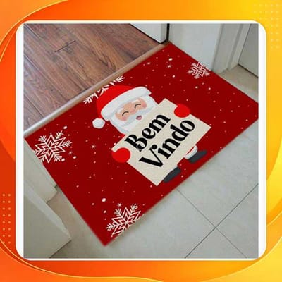 Tapete Capacho Natalino Antiderrapante | Decoração de Entrada Natal