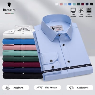 Camisa Social Masculina Manga Longa Slim Brossard