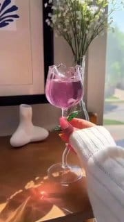 [Taça De Vinho Tinto Em Forma De Rosa Com Folhas Coloridas 150/COD