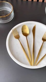 Kit Faqueiro Dourado 24 peças em aço inox