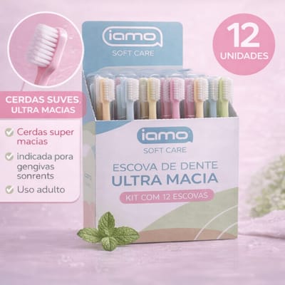 Escova de Dente Super Macia Iamo Soft Care Kit 12 unidades