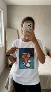 Camiseta Frango Meme Humor Blusa Unissex Galo Com Sapatos Unissex Moda Engraçado Tendência Street