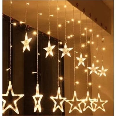 Cortina de Luzes Natalinas Estrelas 3m 110V/220V 12 Pendentes LED
