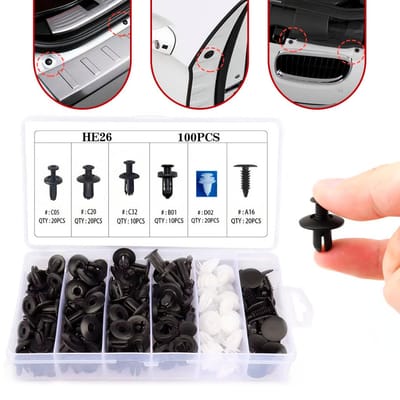 Kit Grampos e Presilhas Automotivas 100 peças + Estojo