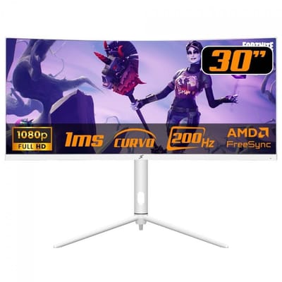 Monitor Gamer SuperFrame Elegance Series 30" Curvo Branco