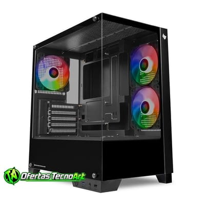 Gabinete Gamer Pichau Magpie 4XB Mini-Tower Lateral de Vidro com 3 Fans Preto