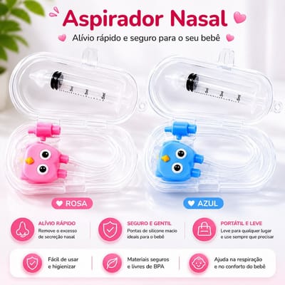 Aspirador Nasal Infantil com Estojo Silicone e Kit Higiene