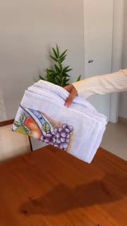 Pano De Prato Estampado Bainha Kit Com 10 Peças