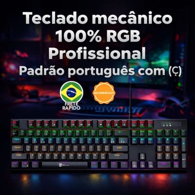 Teclado Gamer Mecânico RGB ABNT2 Compacto