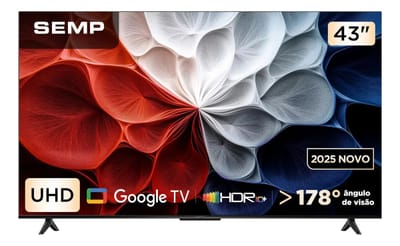 Smart TV Semp 43" LED Full HD. Google TV, Wi-Fi, Bluetooth, HDR10+, Dolby Audio, 3 HDMI (43S62)