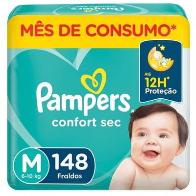 Fralda Pampers Confort Sec Jumbo Plus M 148 un
