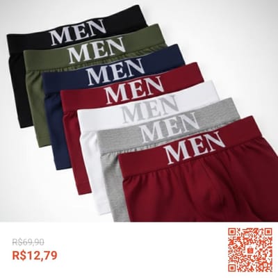 Kit Cuecas Boxer Men Sem Costura 04 ou 01