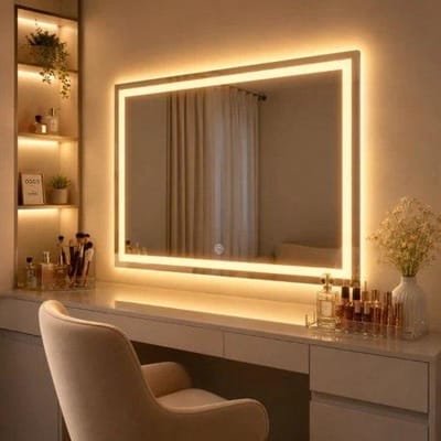 Espelho Retangular Jateado 80x50 cm com LED