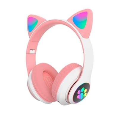 Fone Headphone Orelha Gato Colorido Led