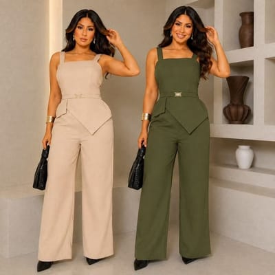 Conjunto Feminino Cropped e Calça Pantalona Sensorial Marrant