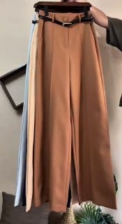 Calça Alfaiataria Pantalona Feminina Premium COM BOLSO Social Cintura Alta Wide Leg Elegante Do PP ao G3 PlusSize