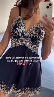 Camisola Feminina em Suede com Renda Bicolor sem Bojo