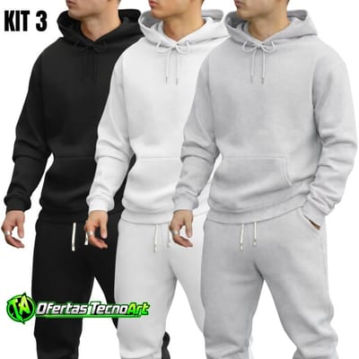 Kit 3 Moletom Liso Canguru Unissex