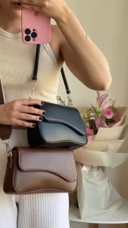 Bolsa feminina crossbody de cor sólida elegante ombro 2 alças