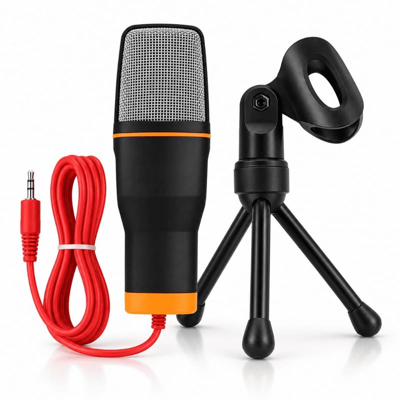 Microfone Condensador Profissional USB P2 com Tripé Estúdio PC Streaming