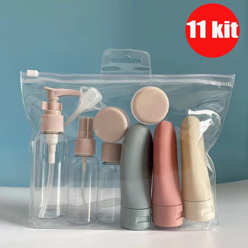 Kit 11 De Frascos Para Viagem Conjunto Multifuncional Peças Creme Cosméticos Viagem -S1