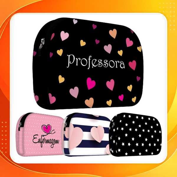 Necessaire de Mão em Neoprene Bolsa Feminina Organizadora Presente Mulheres Professora Mãe - ISOPRENE - Várias Estampas