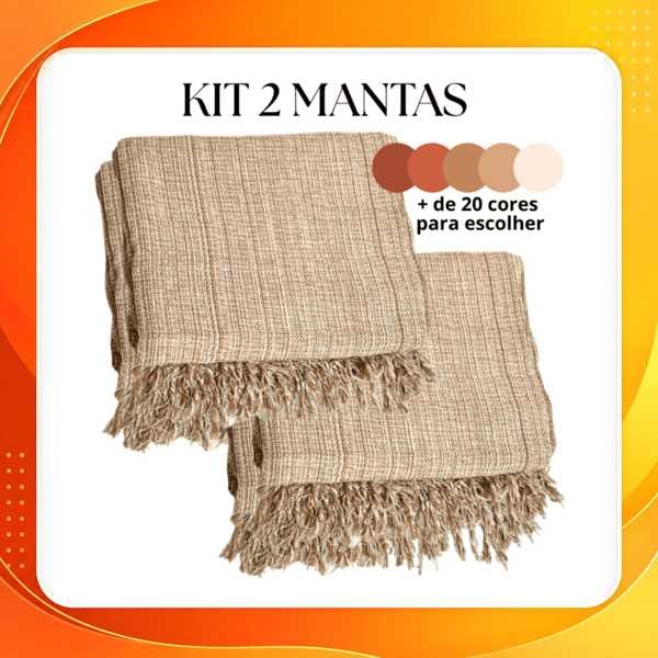 Kit 2 Mantas Decorativas Para Sofá Luxuosa Tamanho 210X120 Tecido 100% Algodão Casa Nova Elegante