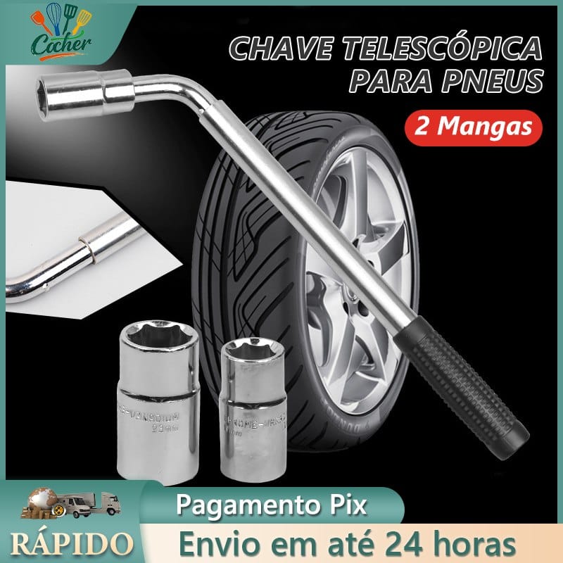Chave De Roda Telescópica L Alongável Alavanca Soquete 17 19 21 23mm Profissional