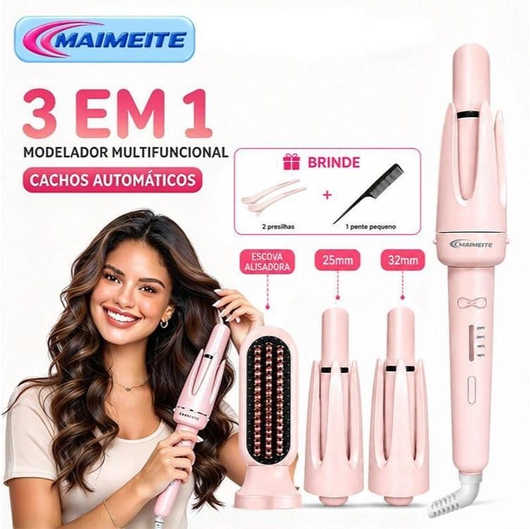 Modelador de Cachos 3 em 1 Cerâmica Automático Bivolt