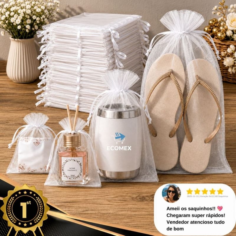 Kit Sacos Organza para Lembrancinhas