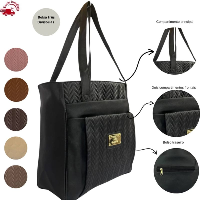 Bolsa Feminina Grande de Ombro Reforçada