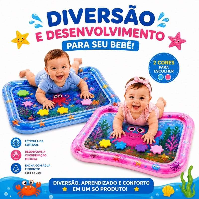 Tapete de Atividades Inflável Água Sensorial Bebê