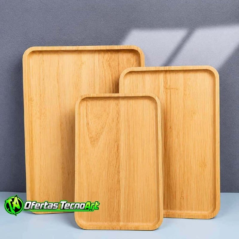 Kit 3 Bandejas Estilo Bambu Retangulares