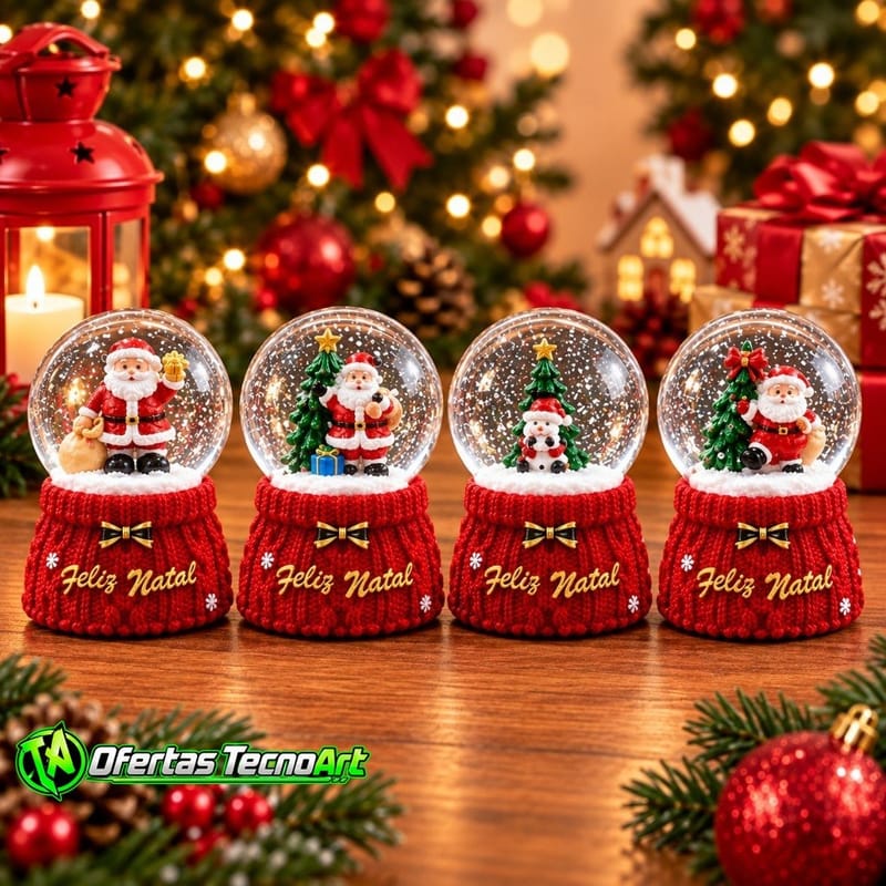 Globo de Neve Natalino com Luzes LED 9cm