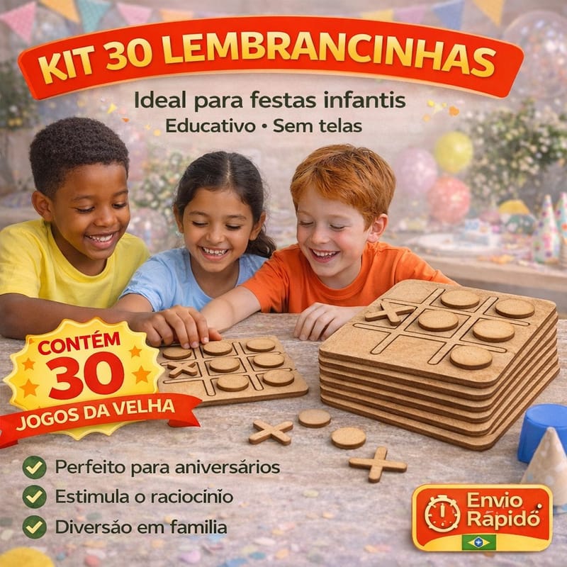 Kit 30 Jogo da Velha MDF Lembrancinha