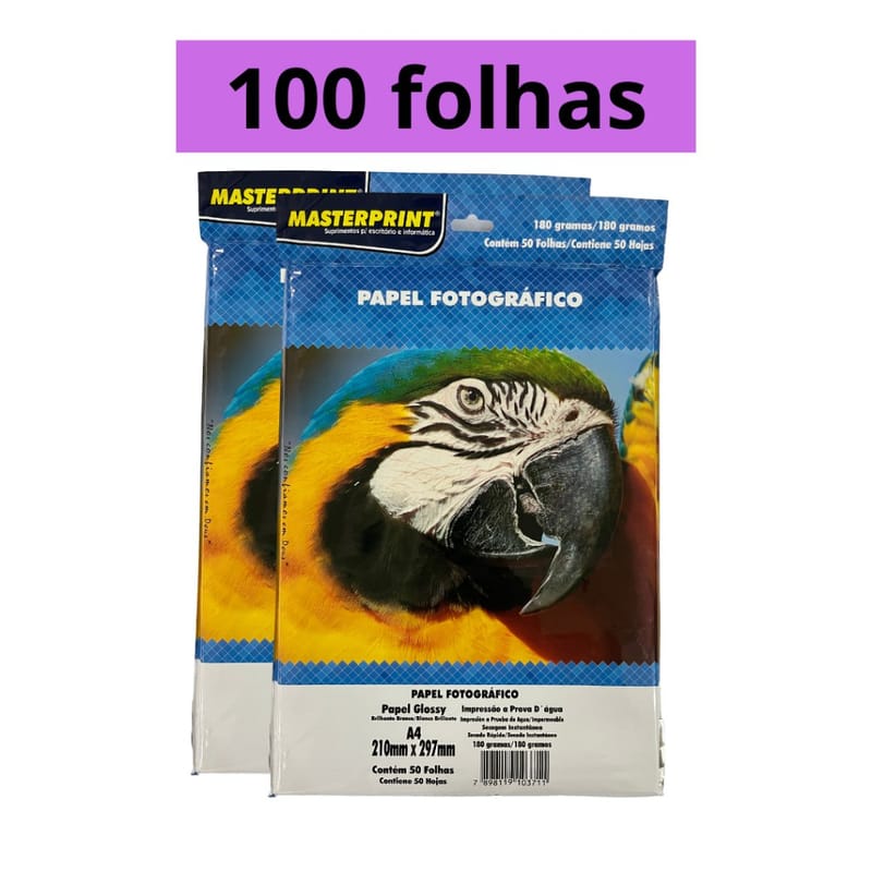Papel Fotográfico A4 180g Brilhante Glossy Masterprint