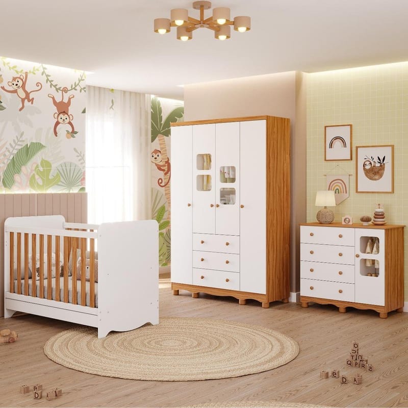 Quarto do bebê completo: berço, guarda-roupa e cômoda